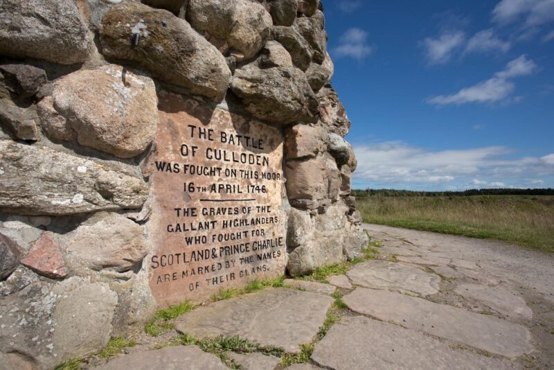 A Detail Of The Inscription On The Memorial Cairn At Culloden Battlefield Near Inverness Highlands Of Scotland